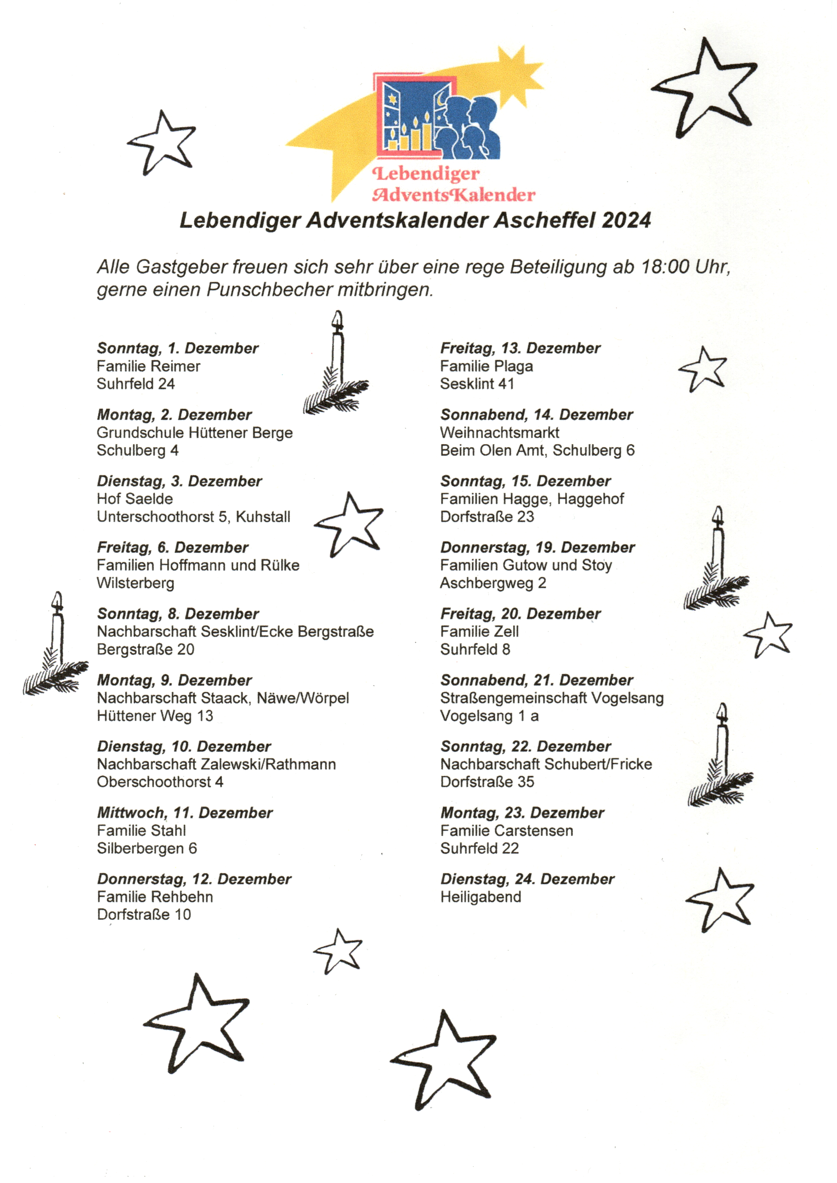 Plan Lebendiger Adventskalender 2024