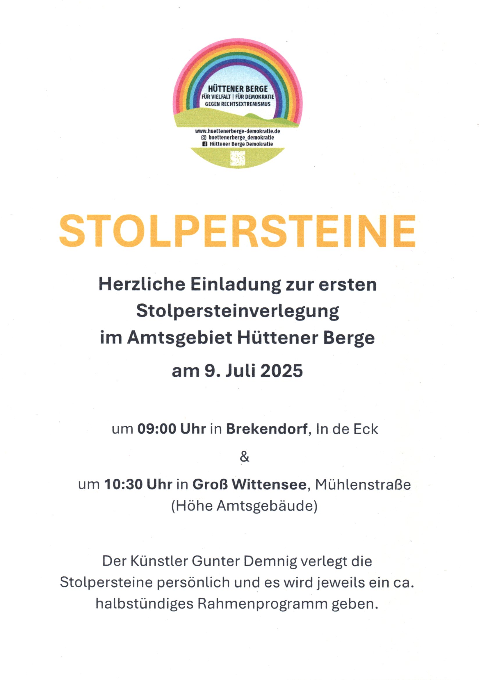 Einladung zur Stolpersteinverlegung